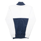 ELLESSE Womens White & Navy Colourblock Track Jacket UK 6 Cotton Blend Zip