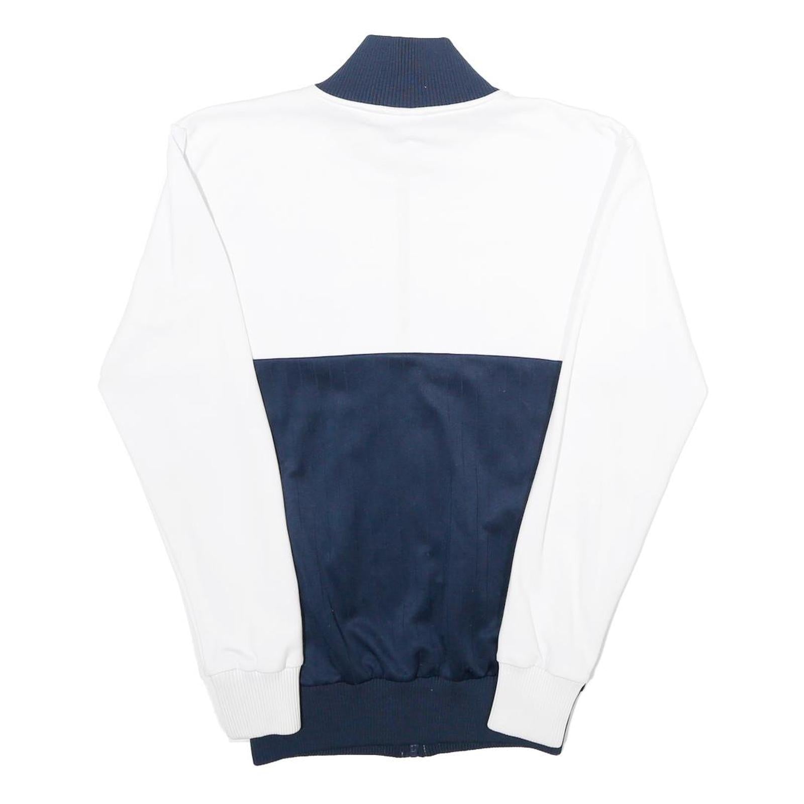 ELLESSE Womens White & Navy Colourblock Track Jacket UK 6 Cotton Blend Zip