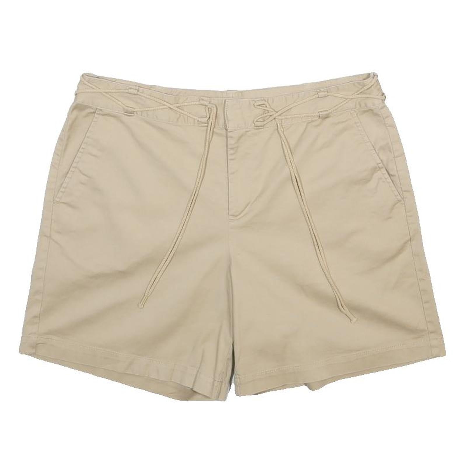 CHAPS Womens Shorts Beige Casual Cotton Blend L W34 Waist Tie Detail