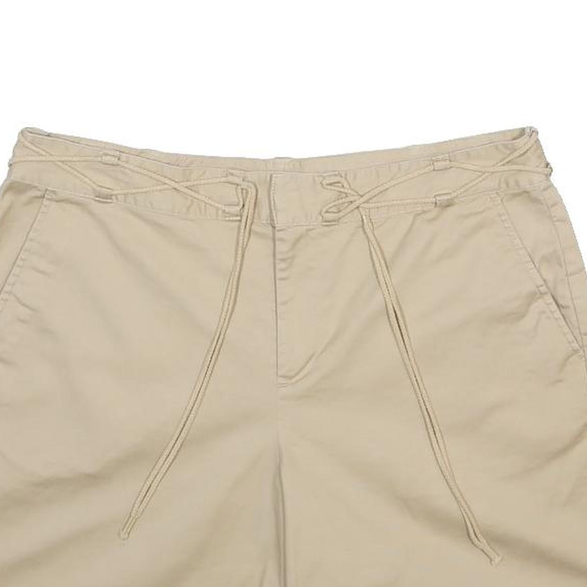 CHAPS Womens Shorts Beige Casual Cotton Blend L W34 Waist Tie Detail