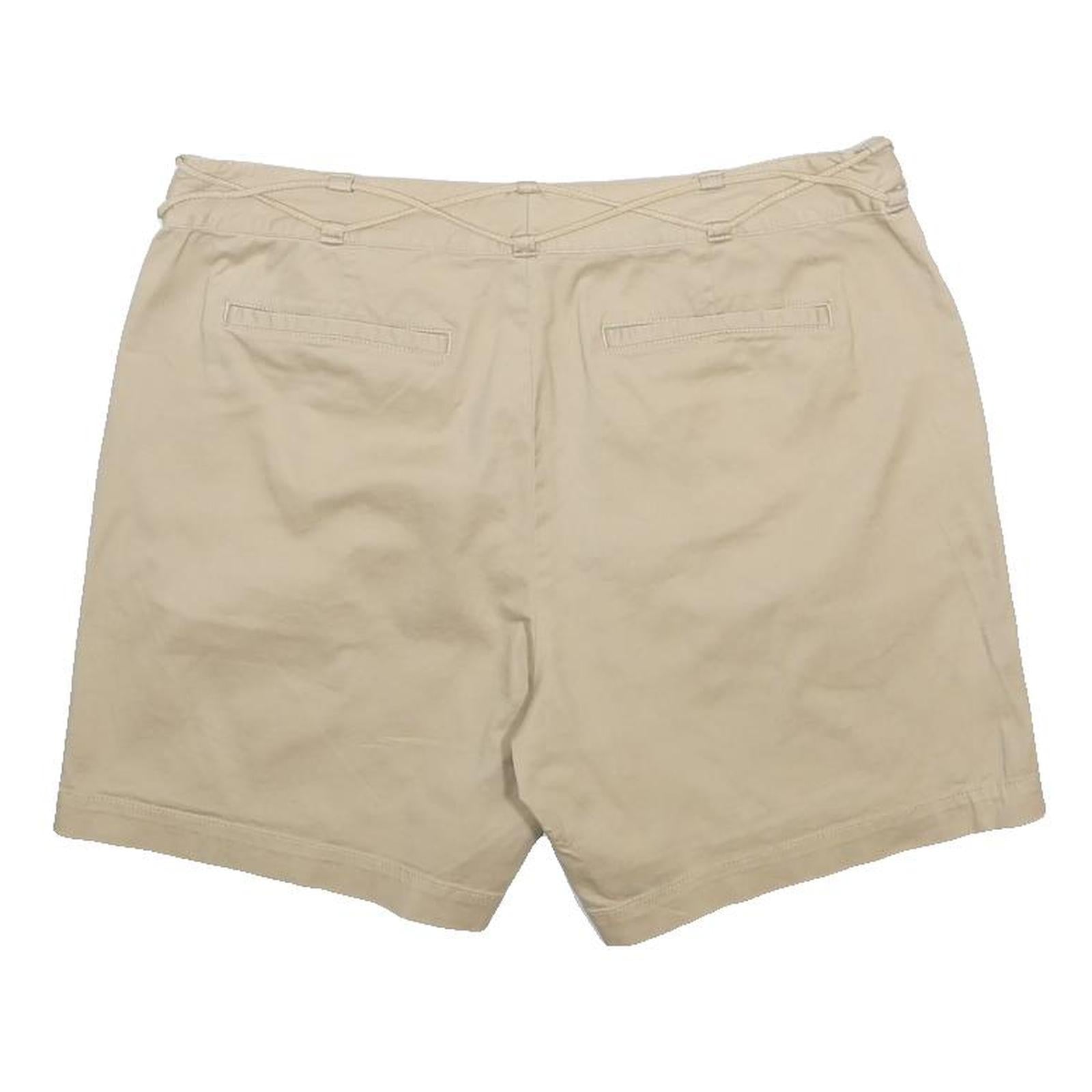 CHAPS Womens Shorts Beige Casual Cotton Blend L W34 Waist Tie Detail