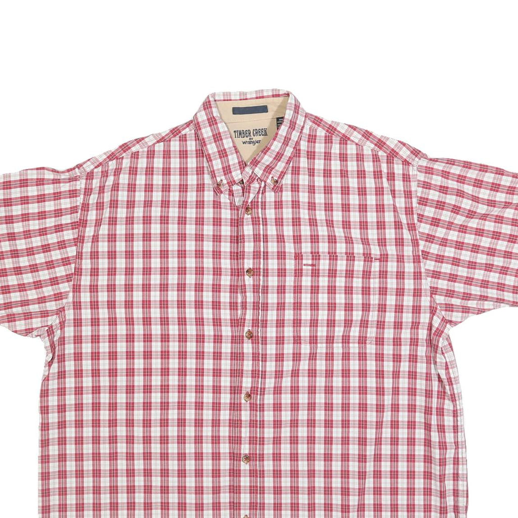 WRANGLER Mens Red & White Checked Shirt L Button Down Cotton Summer Casual