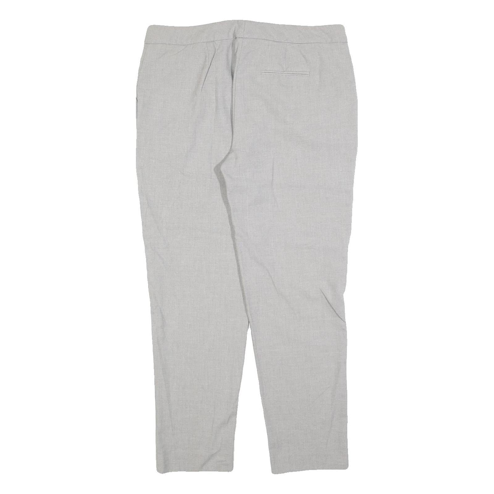 REISS Womens Slim Grey Trousers W34 L28 Zip Closure Smart Formal Workwear