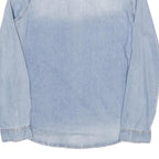 ZARA Womens Blue Denim Shirt Long Sleeve Collared XS Embroidered Yoke