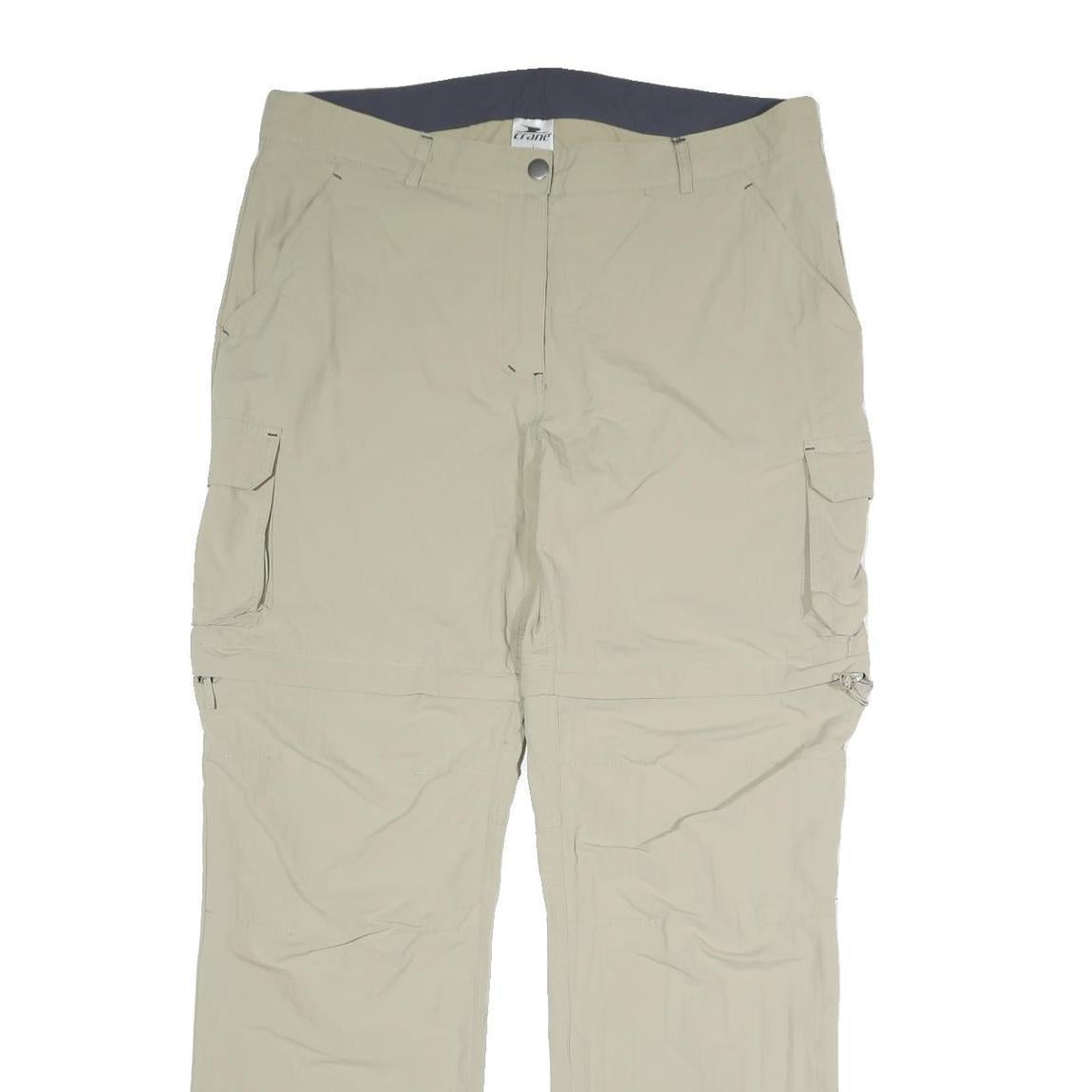 CRANE Mens Cotton Blend Beige Regular Cargo Trousers W36 L31 Zip Pockets