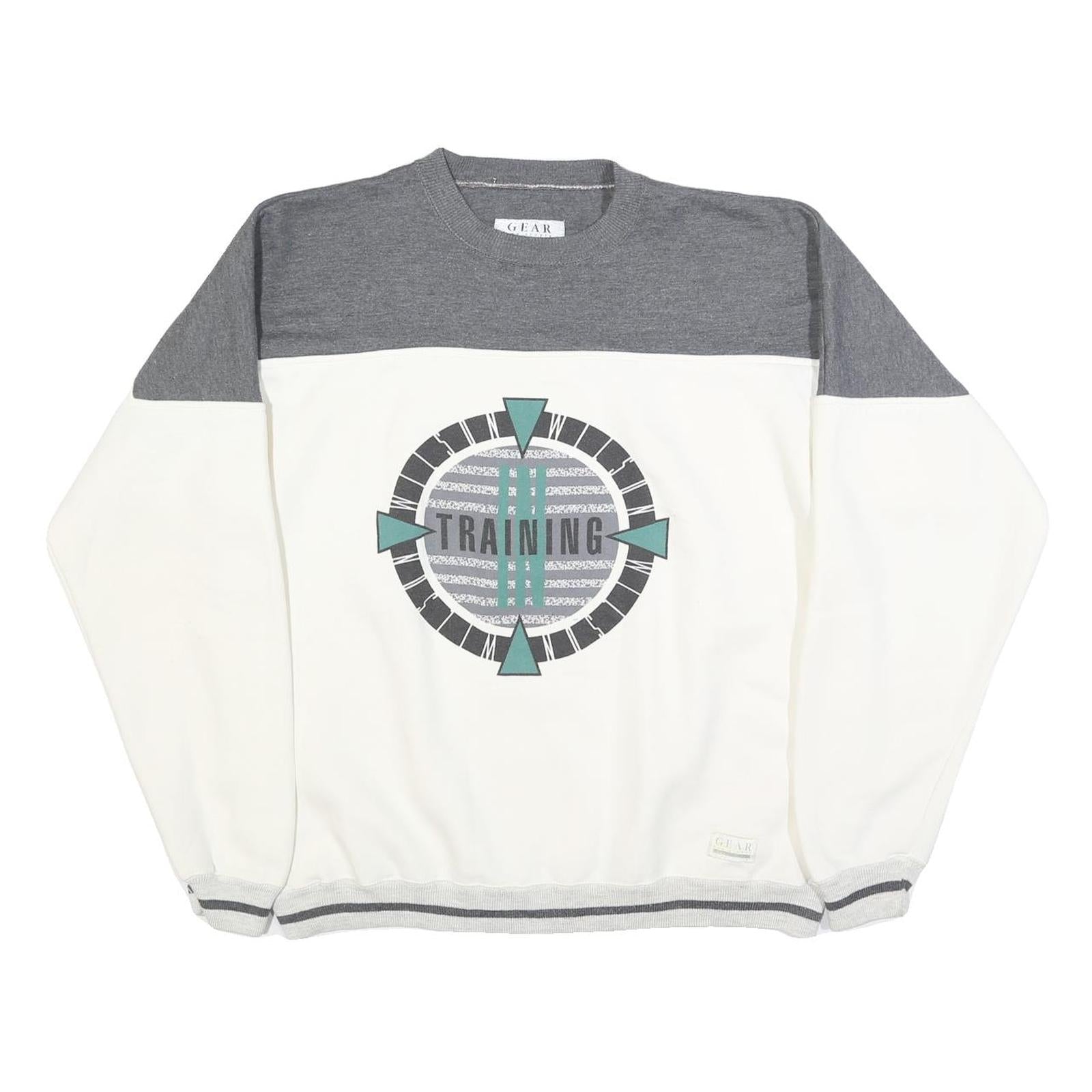 GEAR FOR SPORTS Mens Grey & White Training Crew Neck L Sweatshirt Cotton Blend