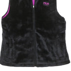 FILA Womens Black & Purple Sports Zip Polyester Blend Vest M Fleece Casual Layer