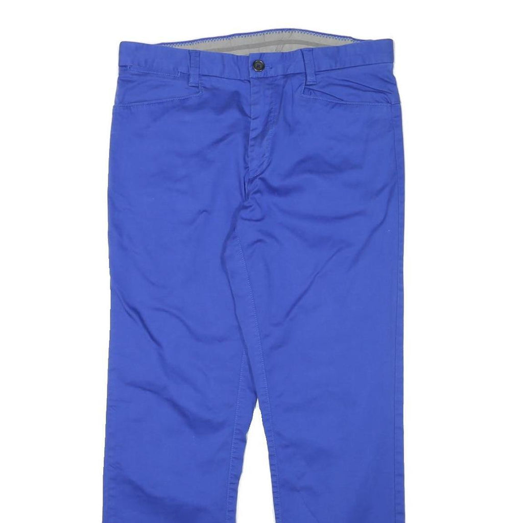 CALVIN KLEIN Womens Cotton Blend Blue Regular Straight Trousers W31 L28 Zip