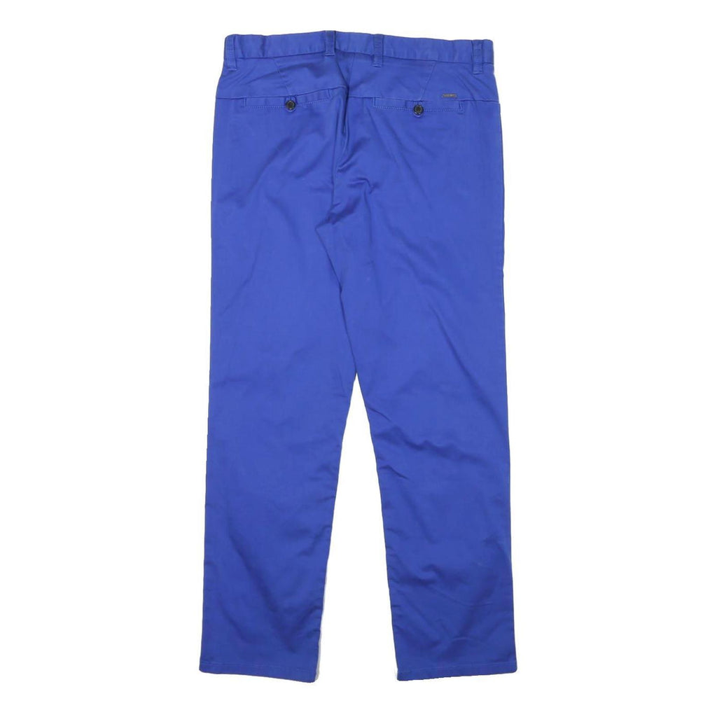 CALVIN KLEIN Womens Cotton Blend Blue Regular Straight Trousers W31 L28 Zip