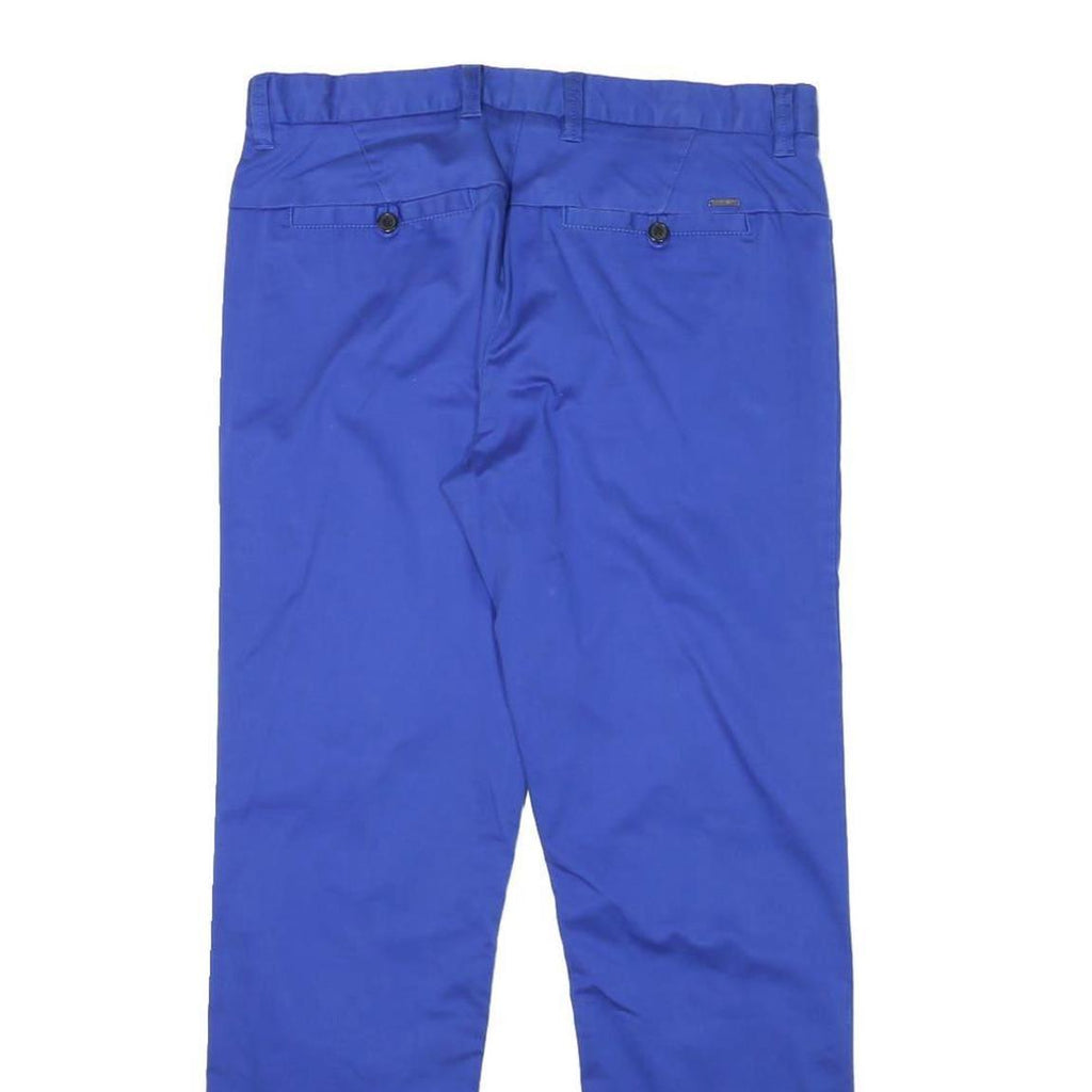 CALVIN KLEIN Womens Cotton Blend Blue Regular Straight Trousers W31 L28 Zip