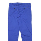 CALVIN KLEIN Womens Cotton Blend Blue Regular Straight Trousers W31 L28 Zip