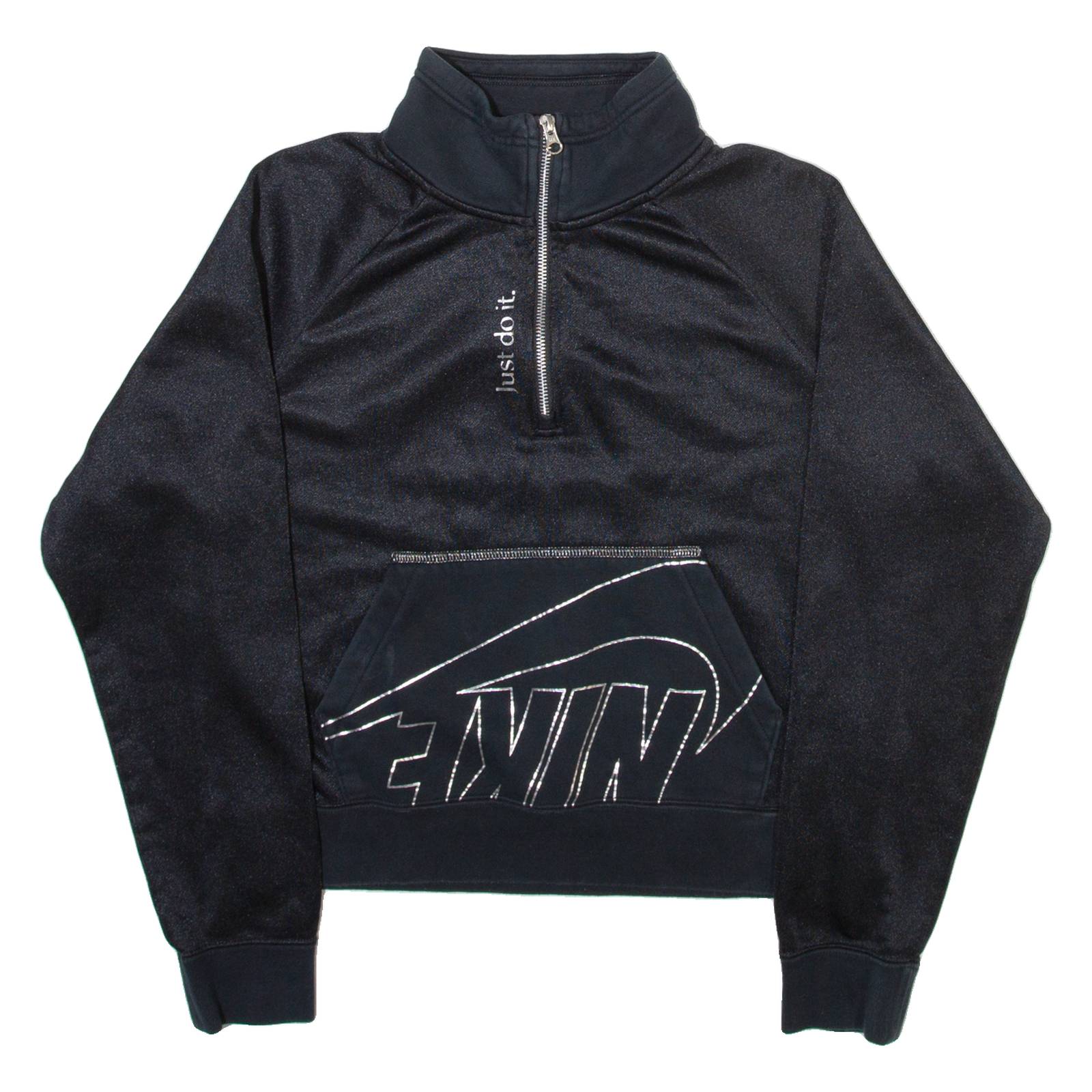NIKE Womens Sweatshirt Black 1/4 Zip XS