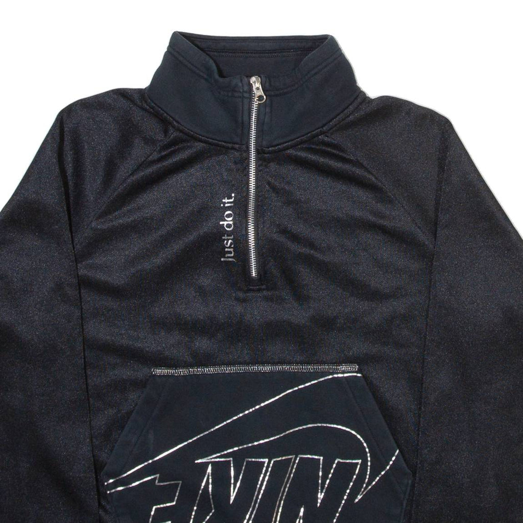 NIKE Womens Sweatshirt Black 1/4 Zip XS