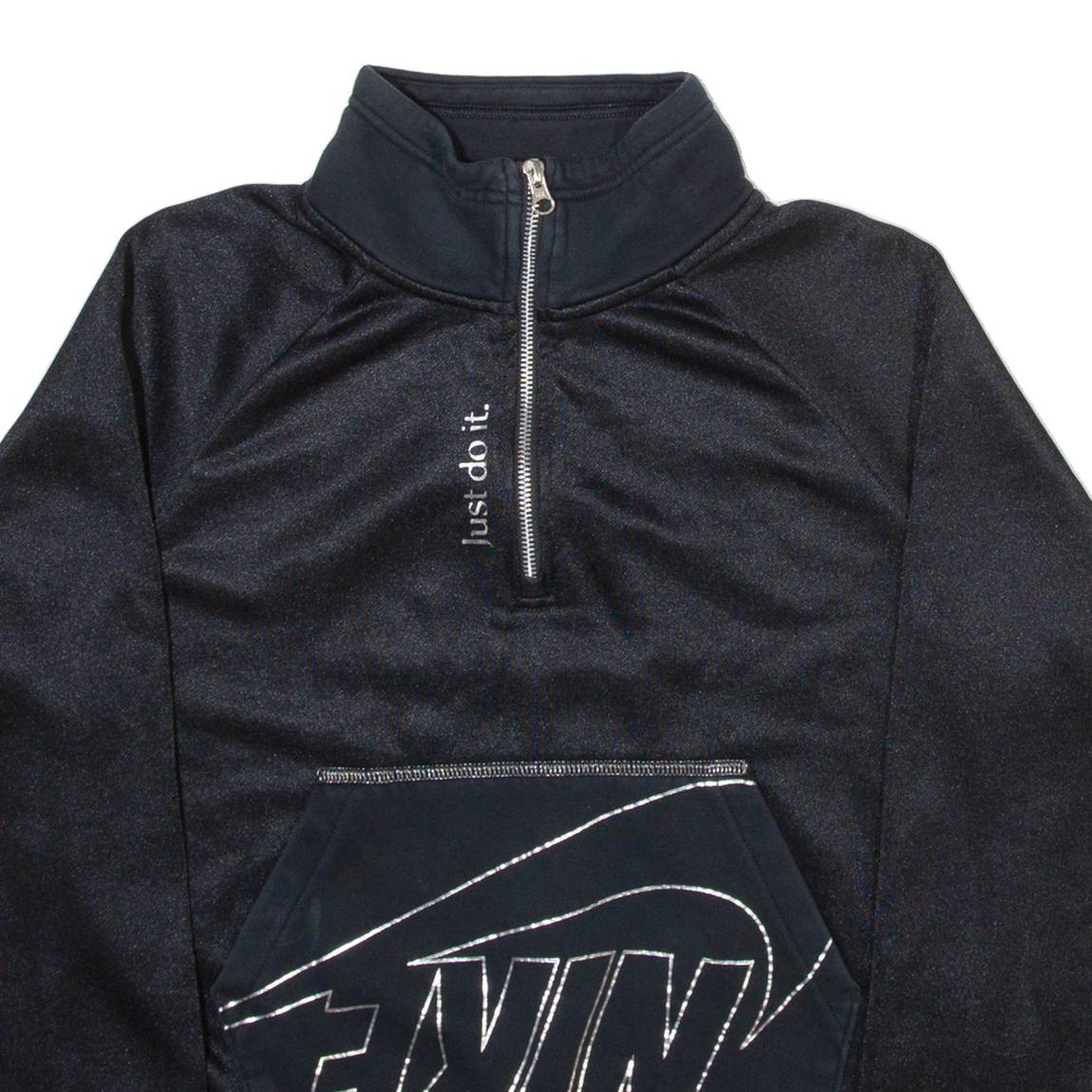 NIKE Womens Sweatshirt Black 1/4 Zip XS