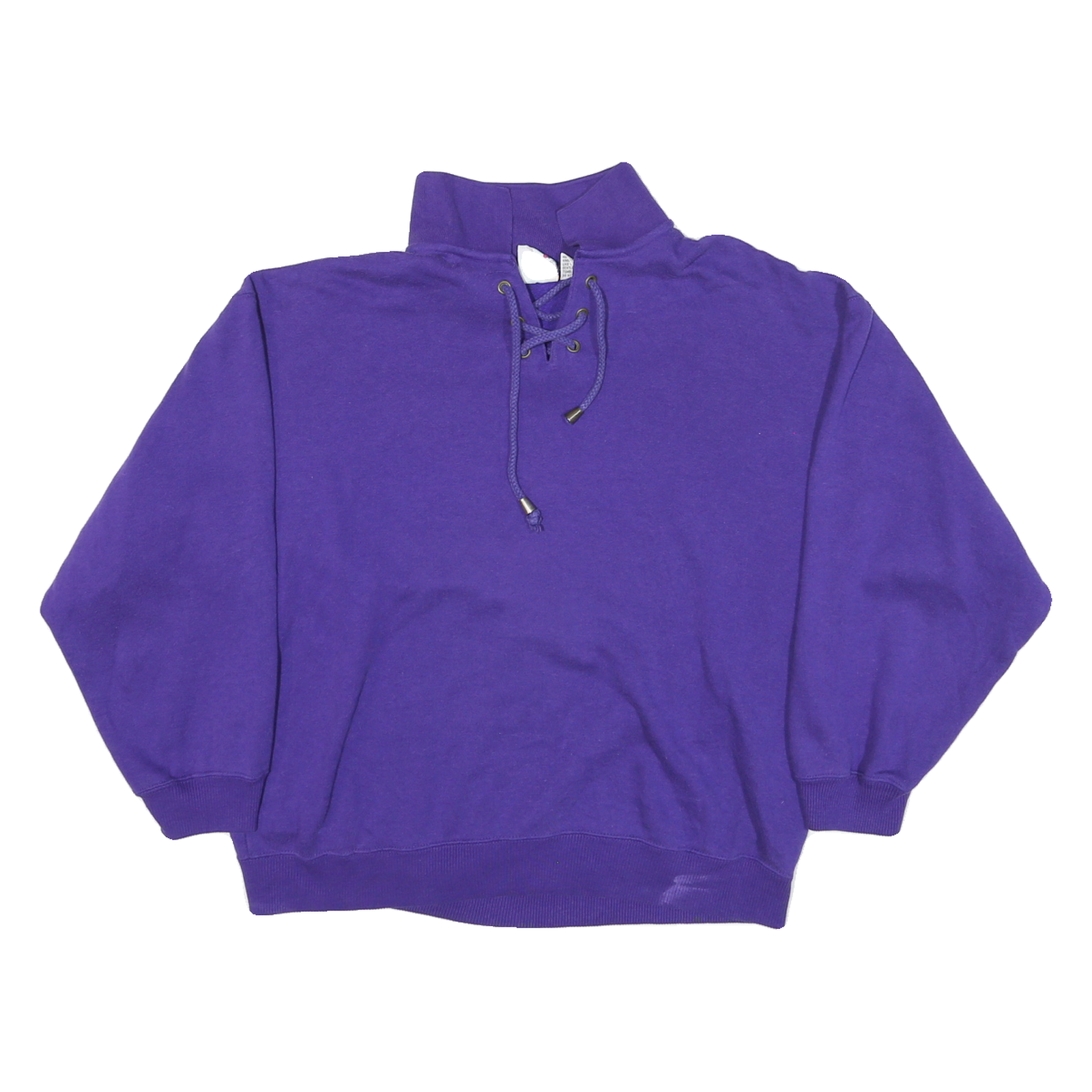 FIRST RUN Womens Purple Sweatshirt M Lace-Up Collar Cotton Blend Pullover