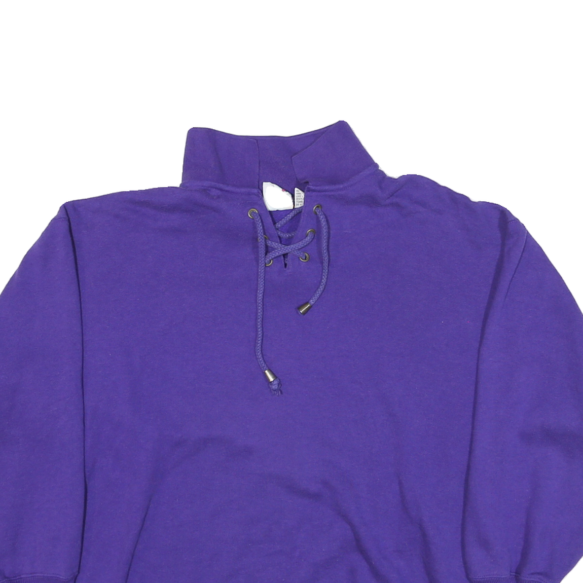 FIRST RUN Womens Purple Sweatshirt M Lace-Up Collar Cotton Blend Pullover