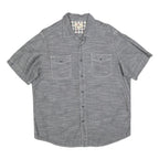 WOOLRICH Mens Grey Casual Shirt L Button Front Short Sleeve Lightweight Cotton