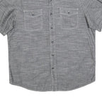 WOOLRICH Mens Grey Casual Shirt L Button Front Short Sleeve Lightweight Cotton