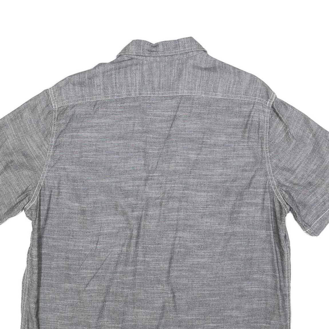 WOOLRICH Mens Grey Casual Shirt L Button Front Short Sleeve Lightweight Cotton