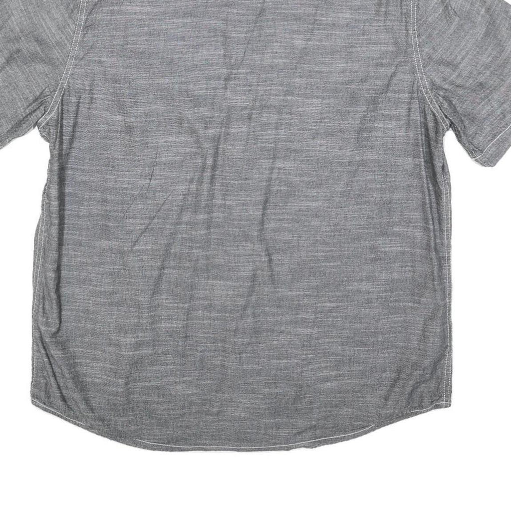 WOOLRICH Mens Grey Casual Shirt L Button Front Short Sleeve Lightweight Cotton