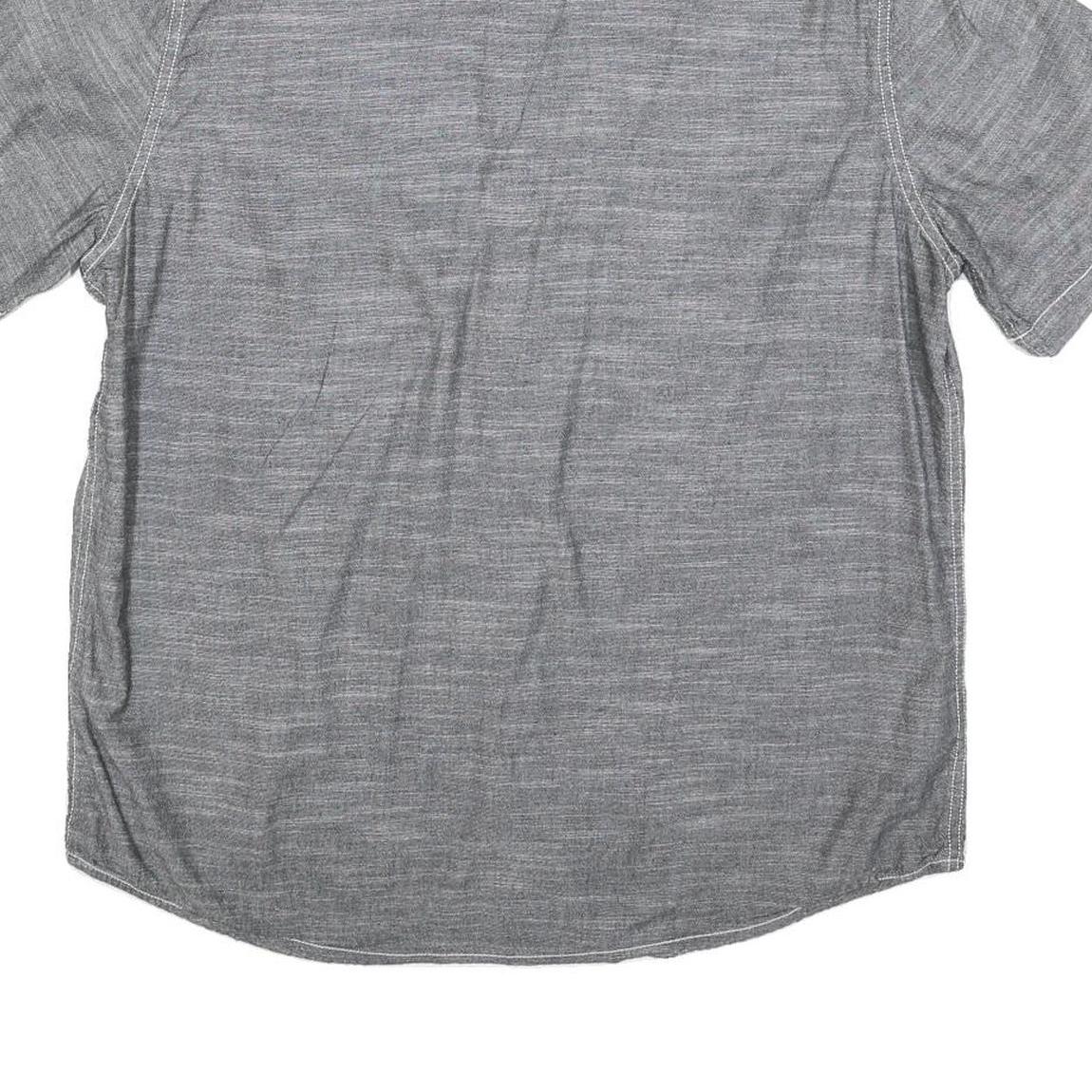 WOOLRICH Mens Grey Casual Shirt L Button Front Short Sleeve Lightweight Cotton