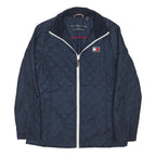 TOMMY HILFIGER Womens Navy Blue Quilted Jacket S Polyester Blend Zip Regular Fit