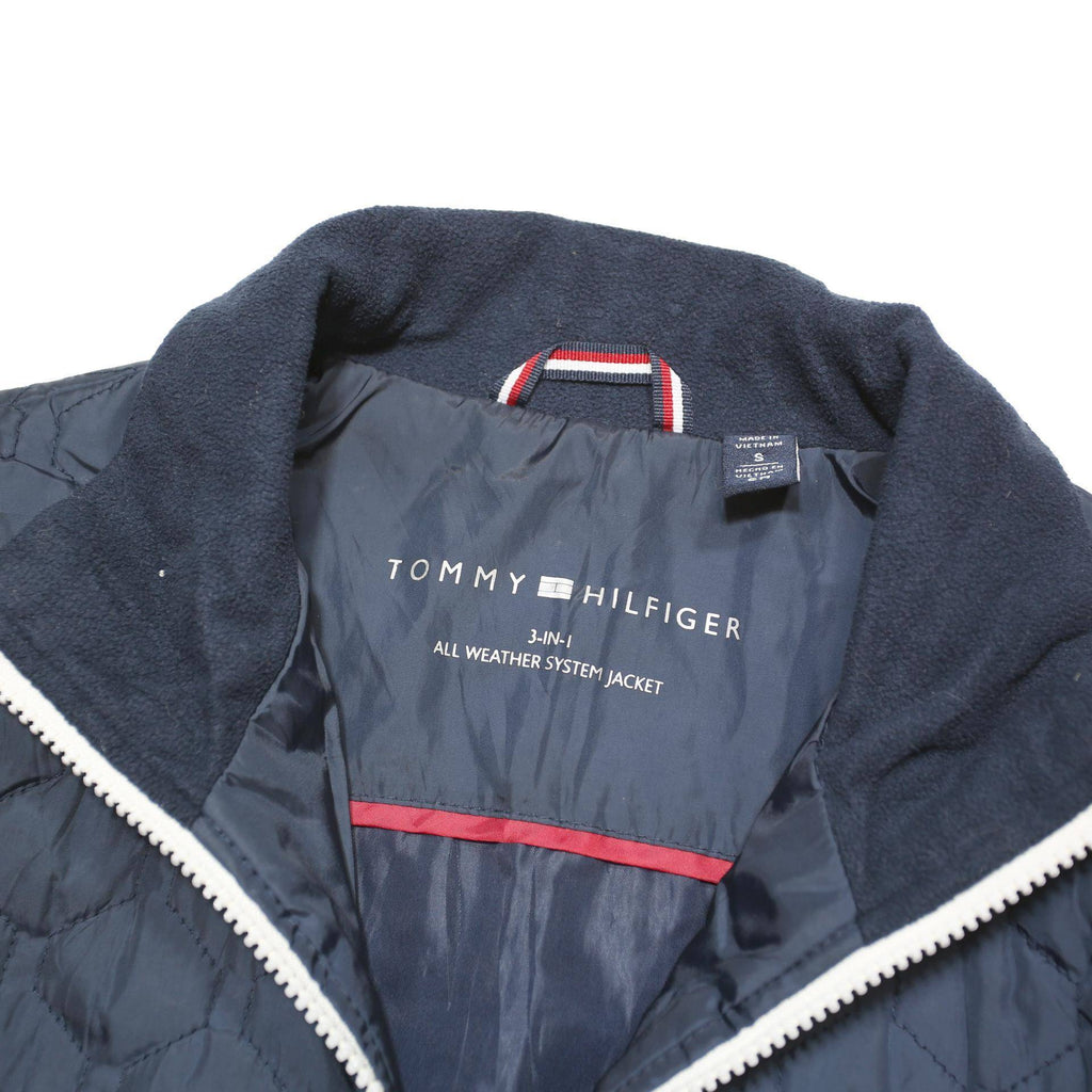 TOMMY HILFIGER Womens Navy Blue Quilted Jacket S Polyester Blend Zip Regular Fit