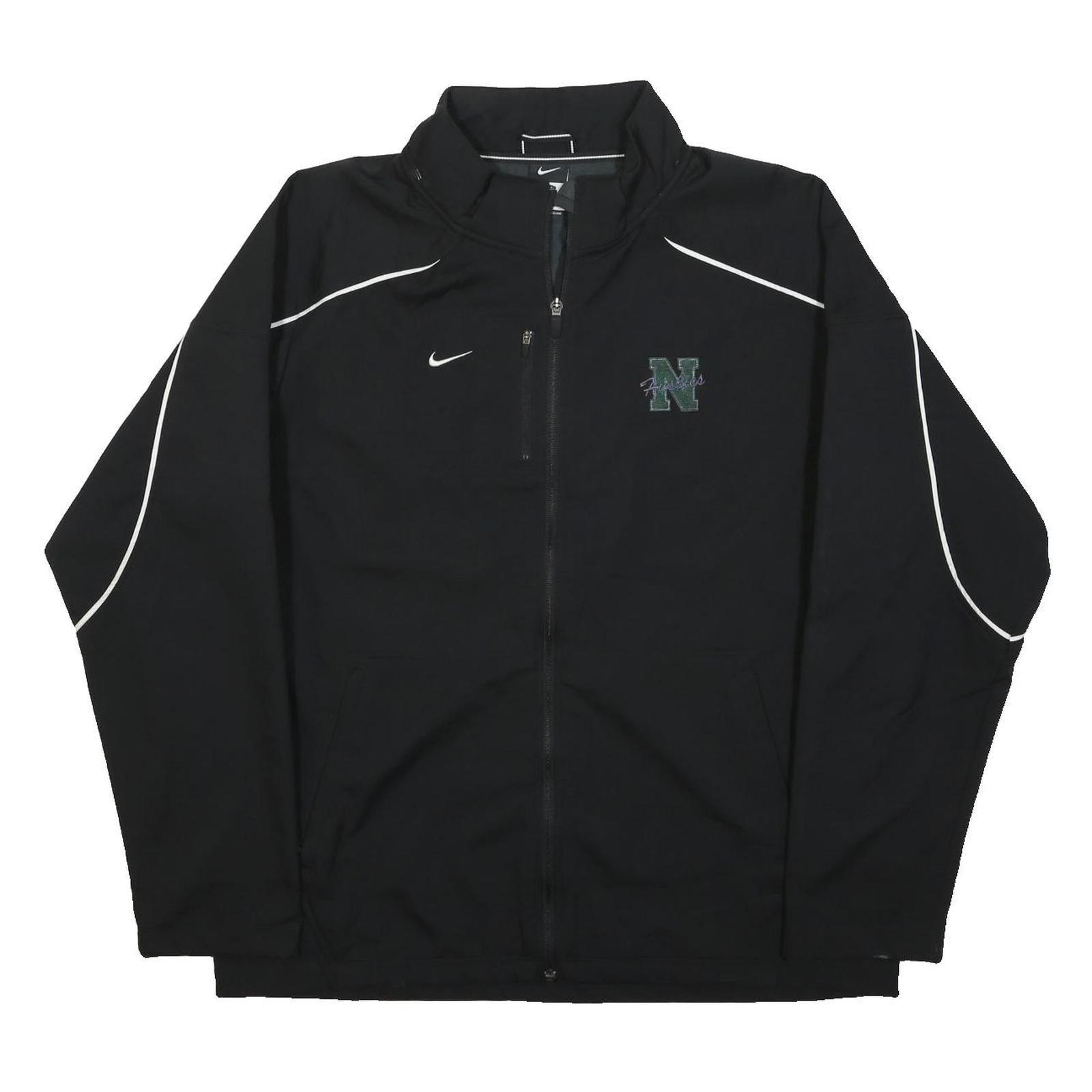 NIKE Mens Black Jacket L Polyester Plain Zip Athletic Sports Casual
