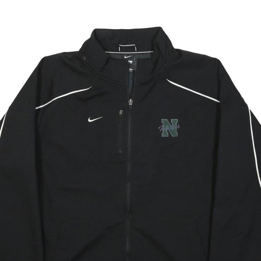 NIKE Mens Black Jacket L Polyester Plain Zip Athletic Sports Casual