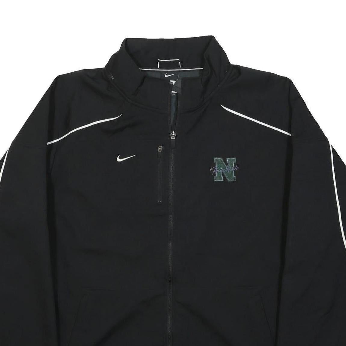 NIKE Mens Black Jacket L Polyester Plain Zip Athletic Sports Casual
