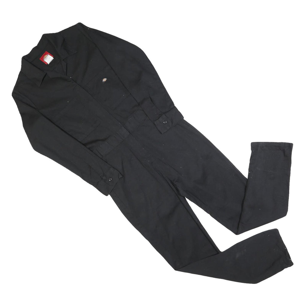 DICKIES Womens Black Cotton Blend Dungarees Slim Fit XS W36 L30 Workwear