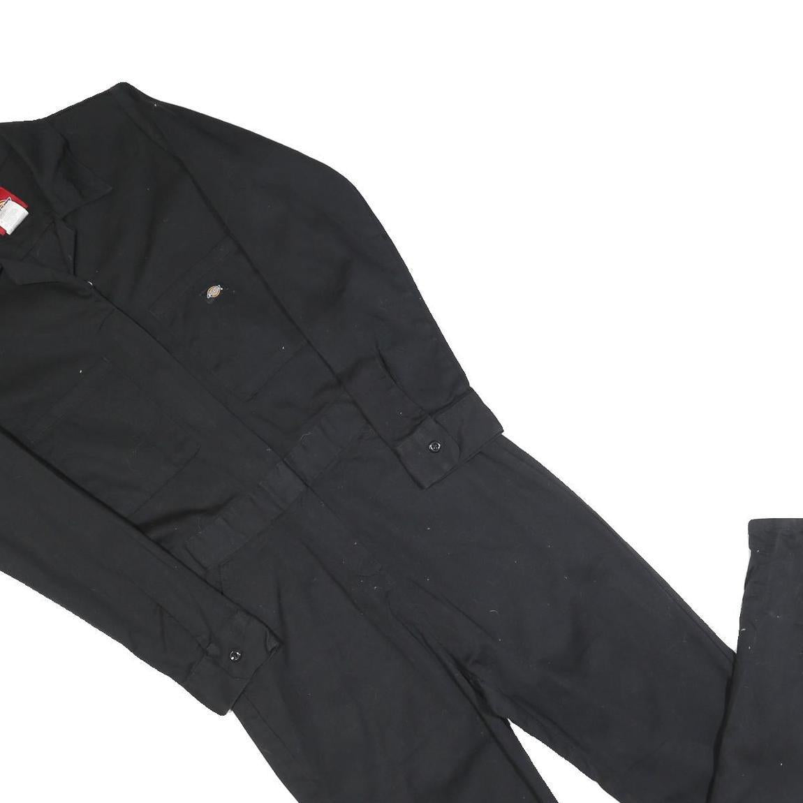 DICKIES Womens Black Cotton Blend Dungarees Slim Fit XS W36 L30 Workwear