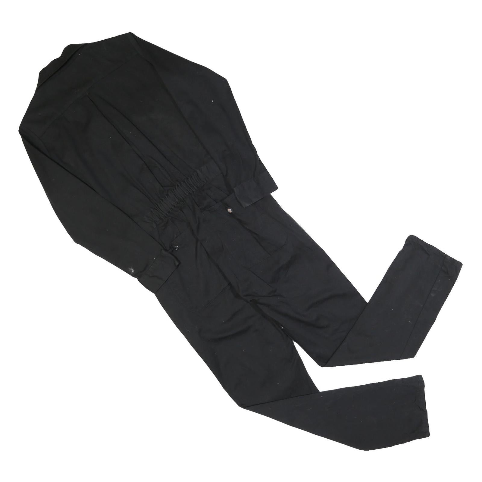 DICKIES Womens Black Cotton Blend Dungarees Slim Fit XS W36 L30 Workwear