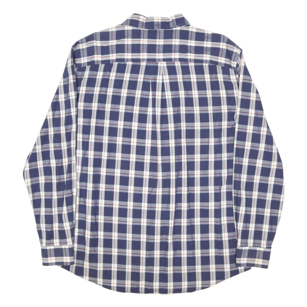 TOMMY HILFIGER Mens Blue & White Check Shirt XL Classic Casual Button Down