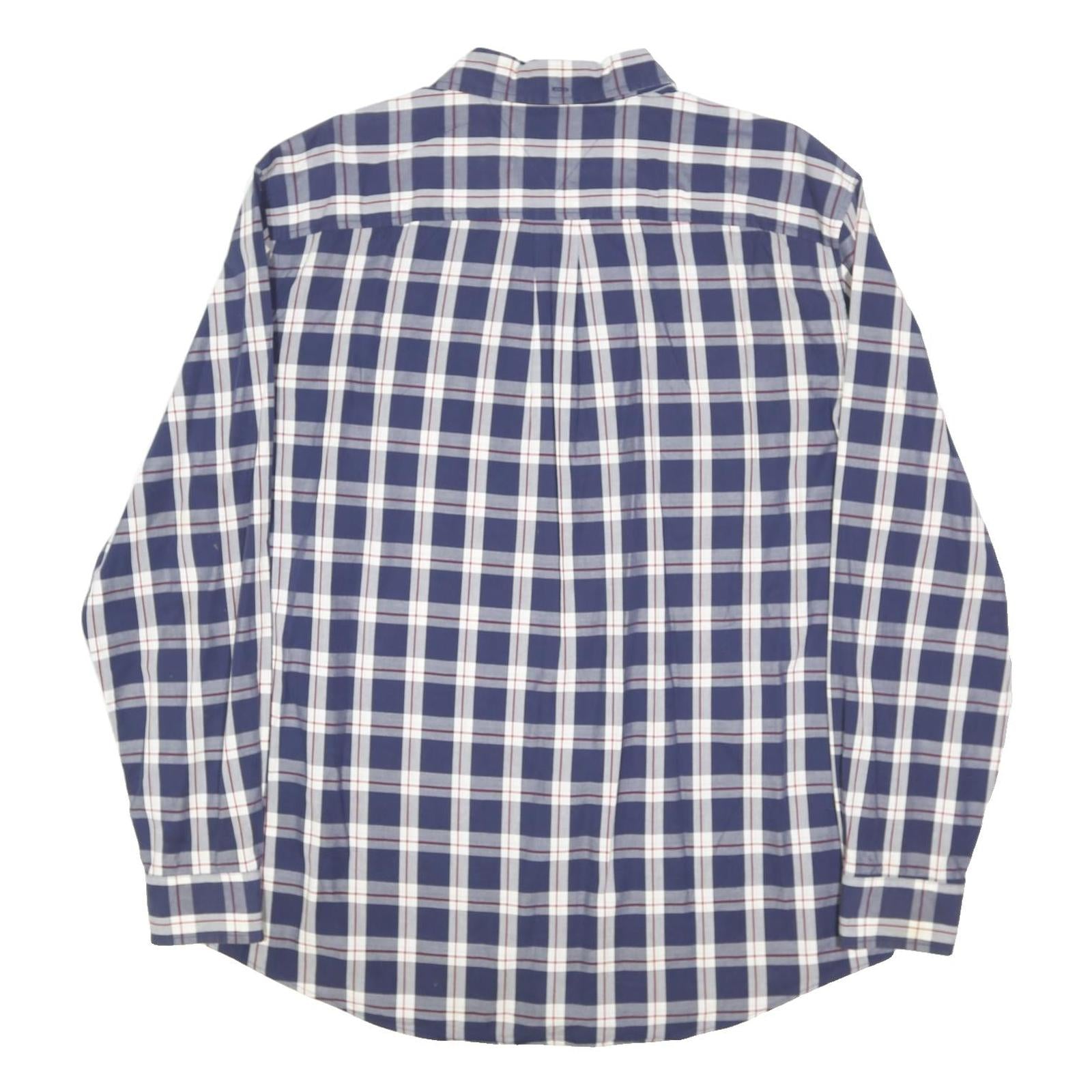 TOMMY HILFIGER Mens Blue & White Check Shirt XL Classic Casual Button Down