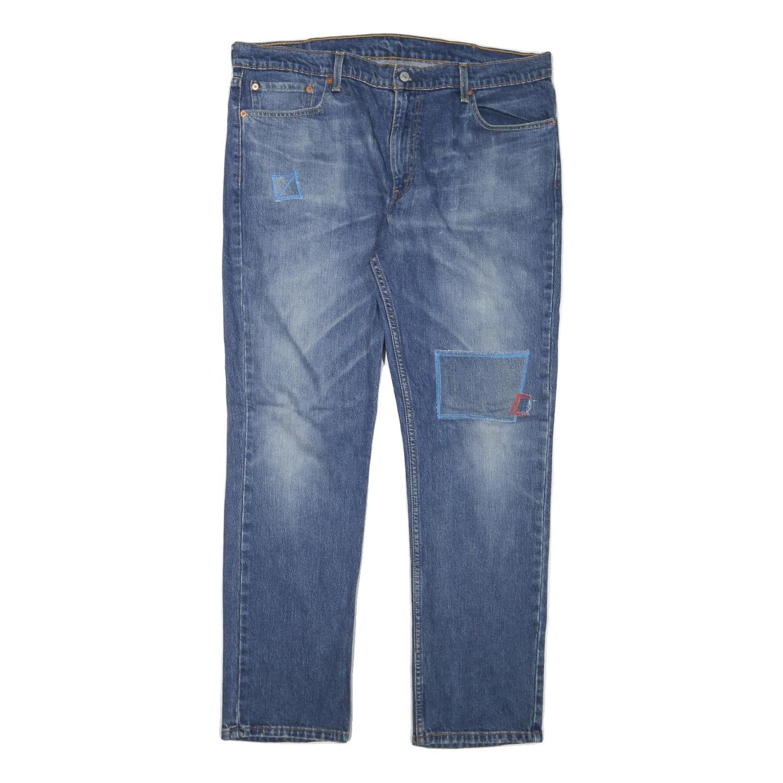 LEVI'S 511 Mens Jeans Blue Slim Straight Denim Medium W40 L32 Distressed Patches