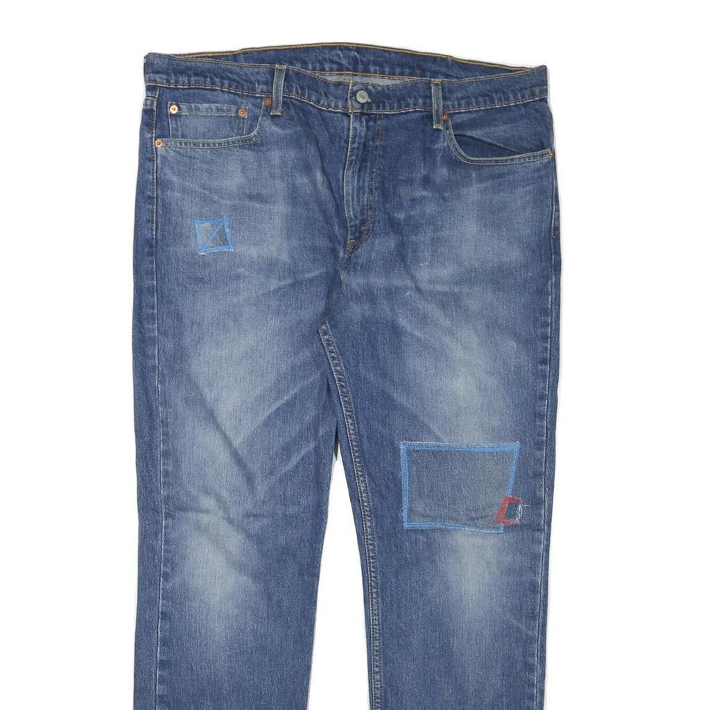 LEVI'S 511 Mens Jeans Blue Slim Straight Denim Medium W40 L32 Distressed Patches