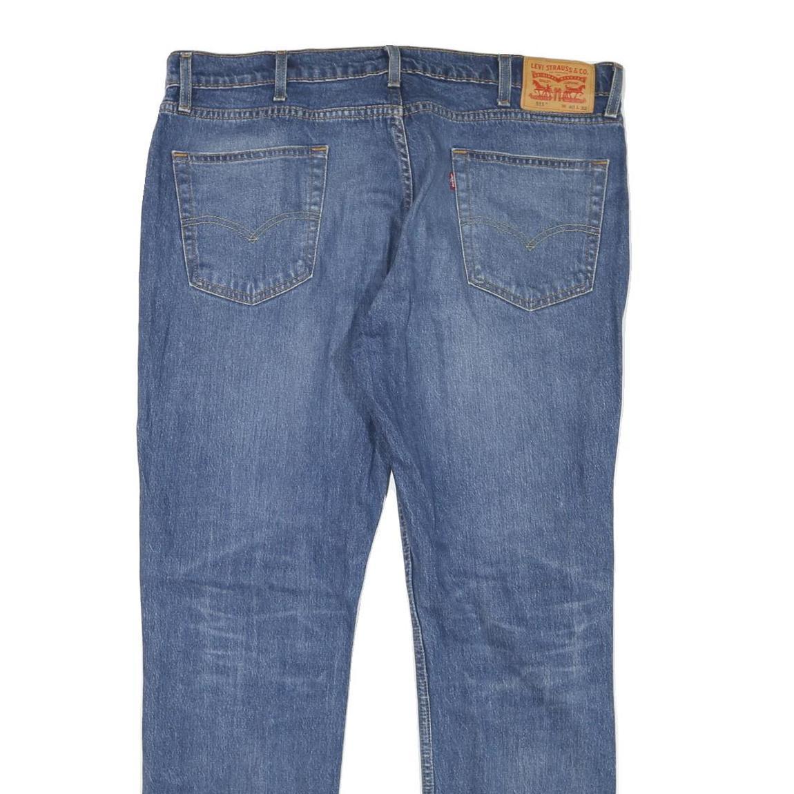 LEVI'S 511 Mens Jeans Blue Slim Straight Denim Medium W40 L32 Distressed Patches