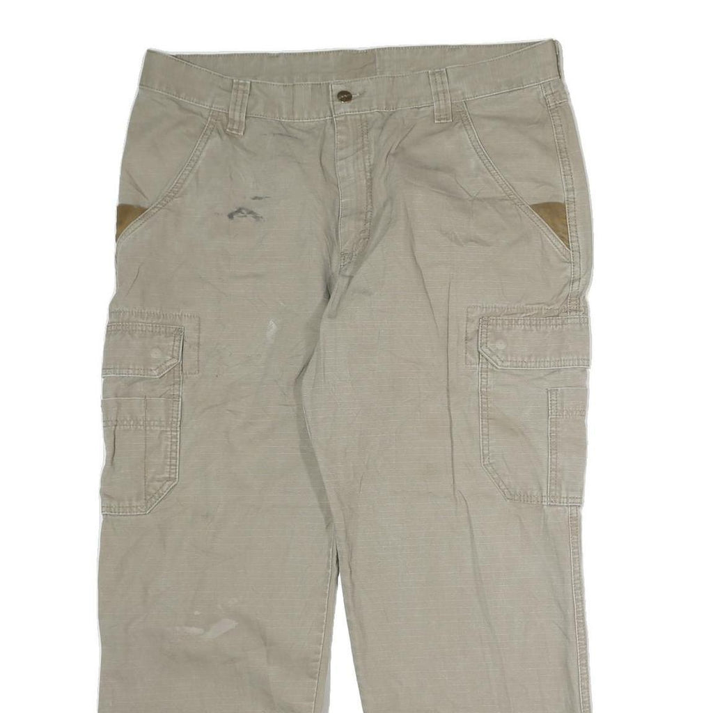 CARHARTT Mens Regular Fit Beige Cotton Cargo Trousers W36 L29 Workwear Utility