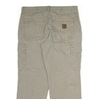 CARHARTT Mens Regular Fit Beige Cotton Cargo Trousers W36 L29 Workwear Utility