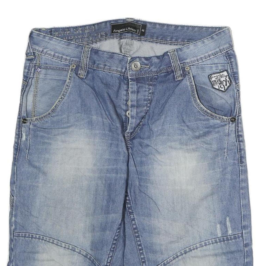 ANGELO LITRICO Mens Shorts Blue Denim M W34 Casual Cotton Button