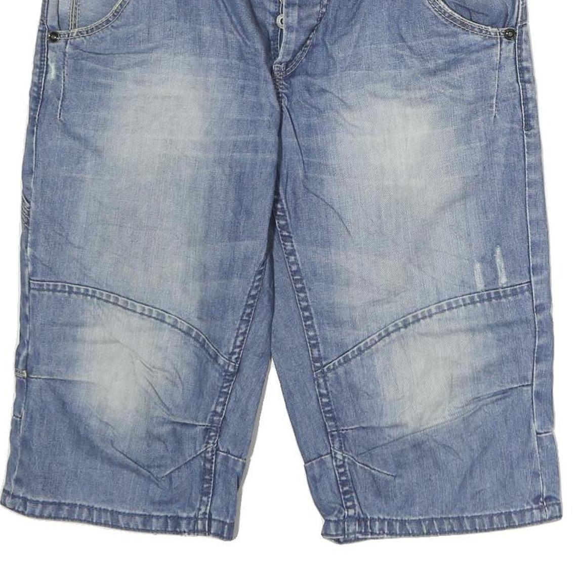 ANGELO LITRICO Mens Shorts Blue Denim M W34 Casual Cotton Button