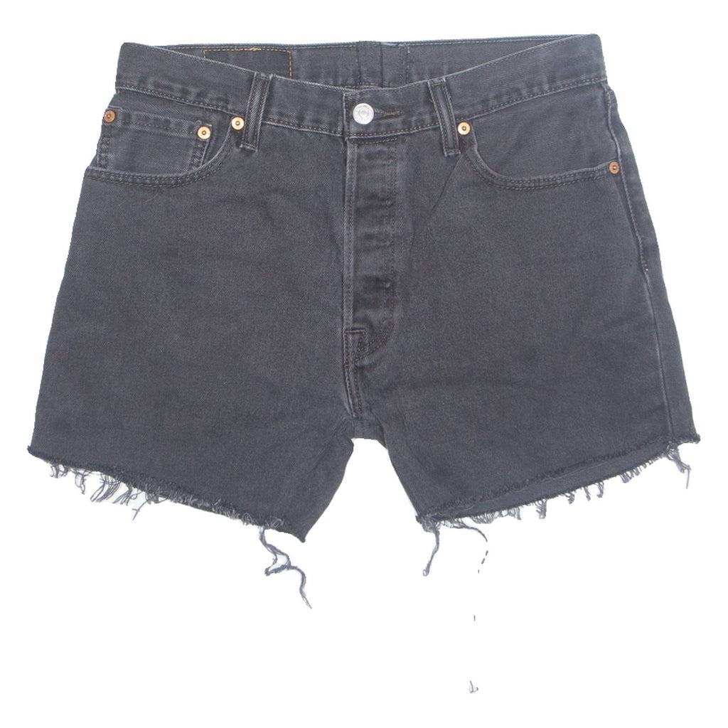 LEVI'S Cut Off Patterned Pocket 501 Womens Denim Shorts Black M W33