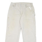 CARHARTT Mens Regular Fit White Cotton Blend Zip Closure Jeans W36 L28 Workwear