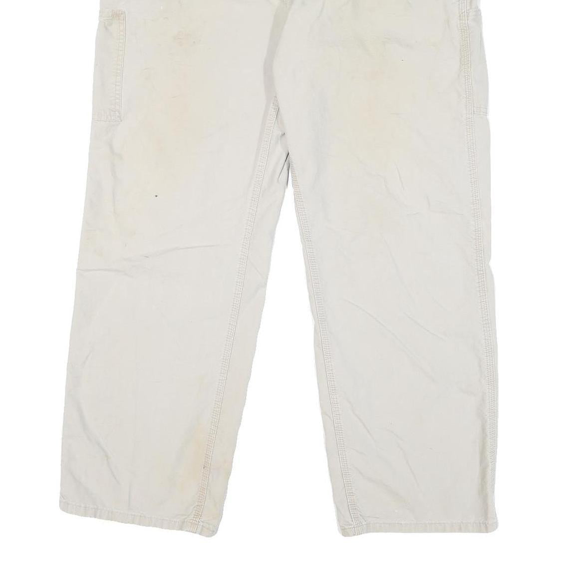 CARHARTT Mens Regular Fit White Cotton Blend Zip Closure Jeans W36 L28 Workwear