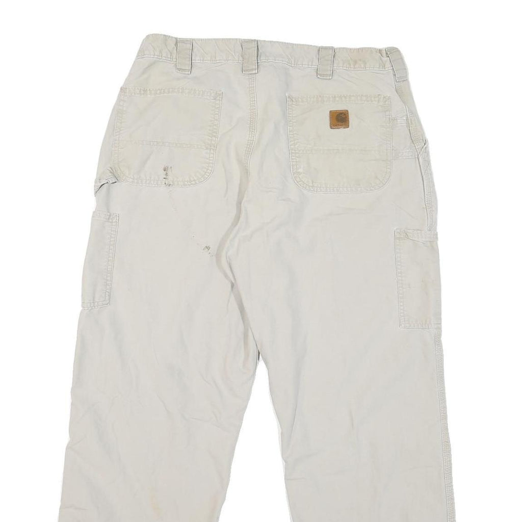 CARHARTT Mens Regular Fit White Cotton Blend Zip Closure Jeans W36 L28 Workwear