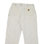 CARHARTT Mens Regular Fit White Cotton Blend Zip Closure Jeans W36 L28 Workwear