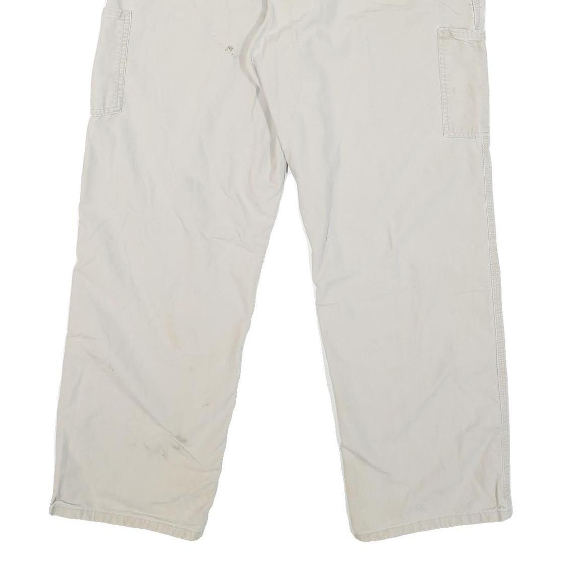 CARHARTT Mens Regular Fit White Cotton Blend Zip Closure Jeans W36 L28 Workwear