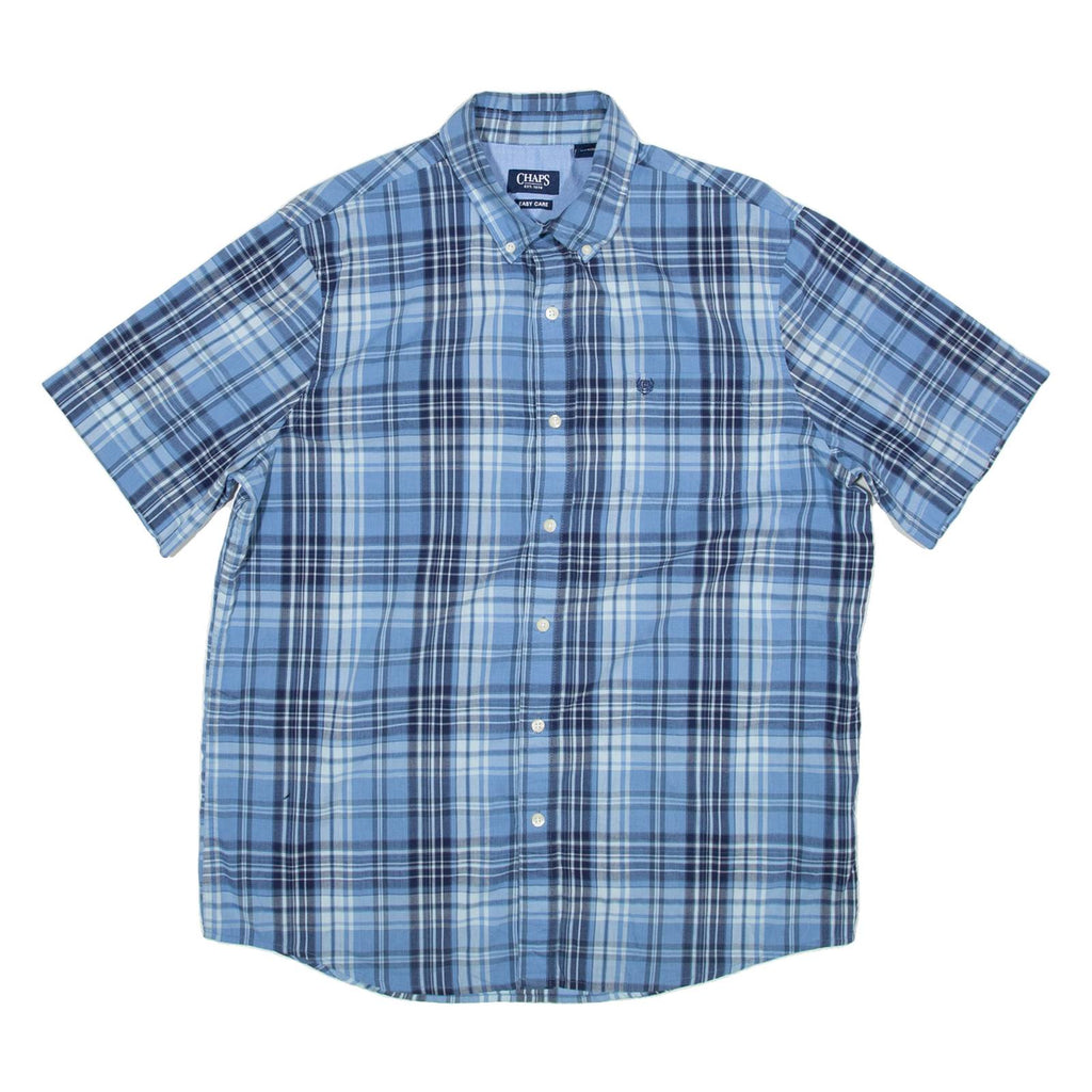 CHAPS Easy Care Mens Shirt Blue Check L