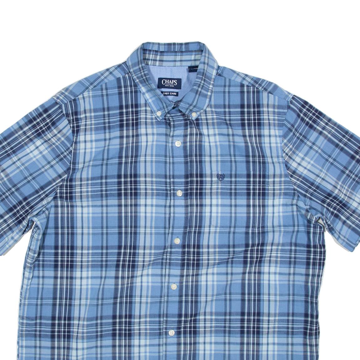 CHAPS Easy Care Mens Shirt Blue Check L